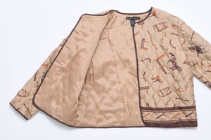 HdN "Horse and Tack" Quilted Silk Jacket, Vintage Select