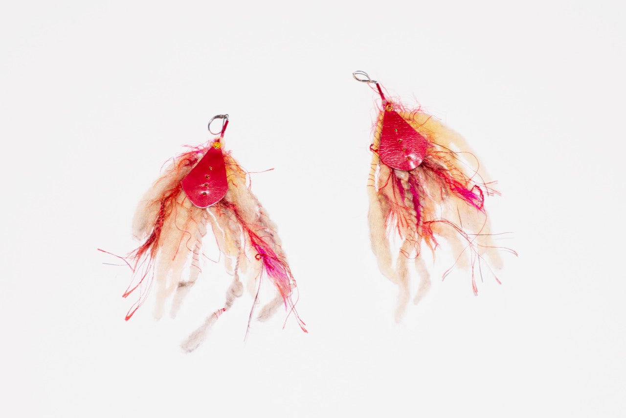 La Couleur du Ciel, Red and Yellow Shaggy Earrings
